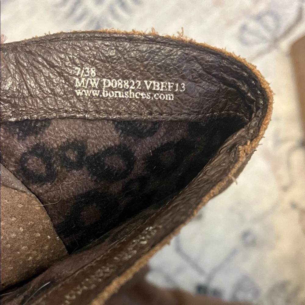 Suede leather mid calf riding boots Born Shaylee - Picture 2 of 10